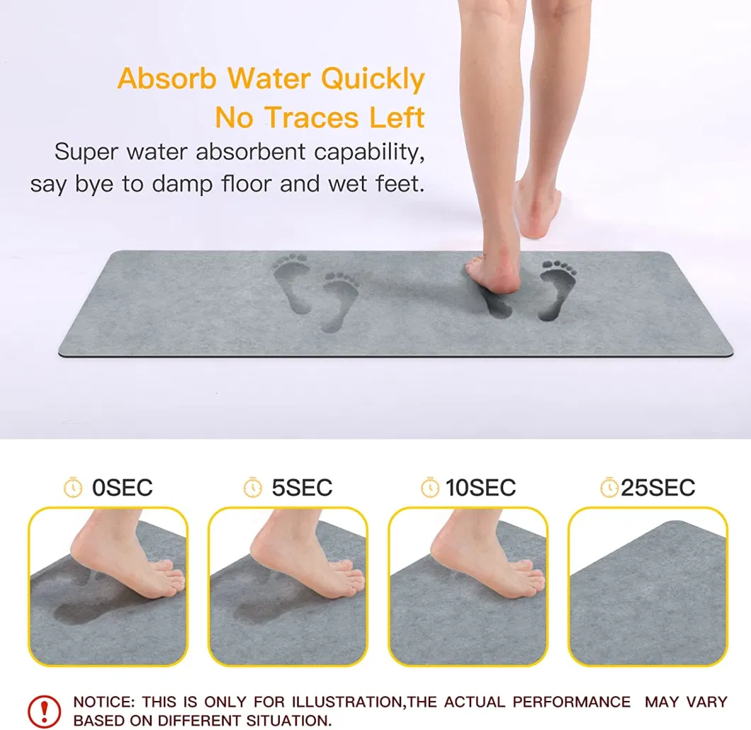 Customize Diatomite Earth Material Super Water Absorption Bathtub Mat Shower Mat