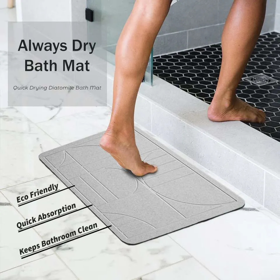 Custom Logo Modern Diatomite Quick Drying Bathstone Bath Mat for Bathroom Floor