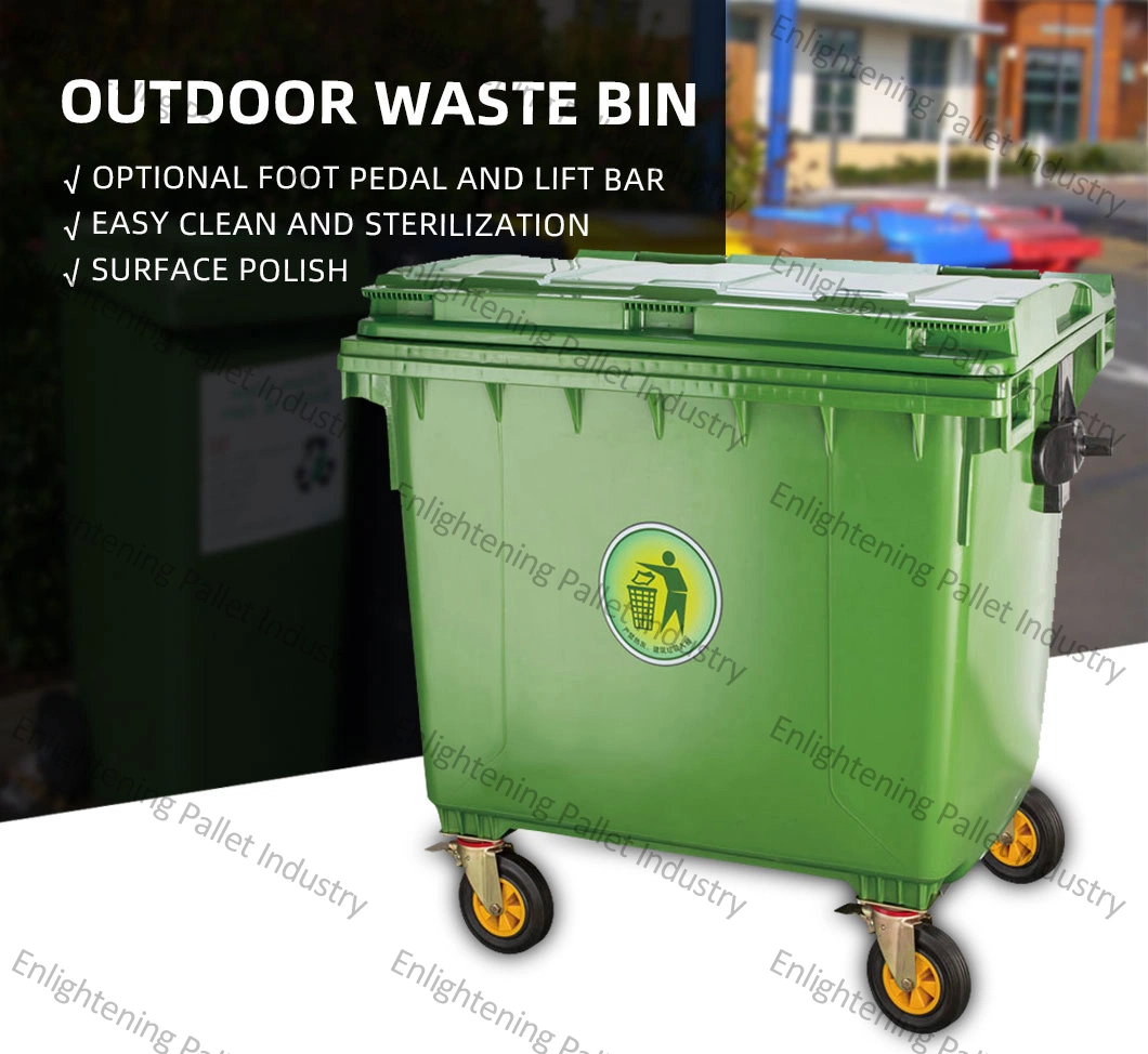 120/240L/1100L/660L Large Outdoor Public Street HDPE 4 Wheel Mobile Dustbin Industrial Plastic Trash /Rubbish/Garbage/Wheelie Bin Waste Container with Lid Pedal