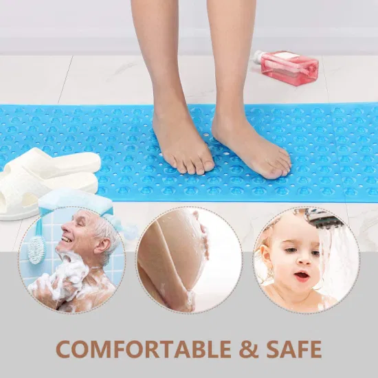 욕실용 흡입 기능이 있는 매우 긴 PVC 미끄럼 방지 아기 목욕 욕조 매트 매트
